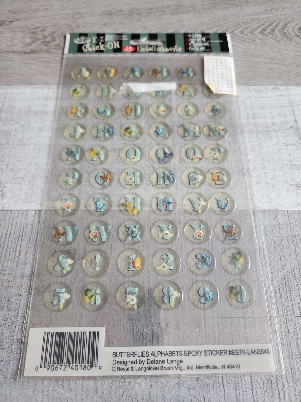 Butterflies Alphabets Epoxy Stickers Large Royal & Langnickel Scrapbook New #47
